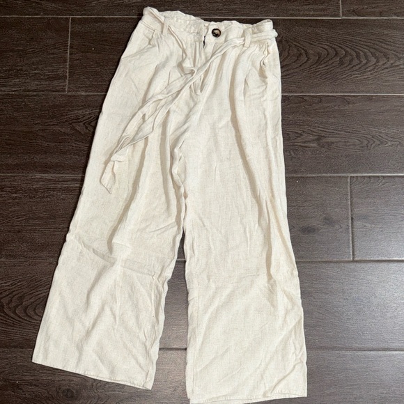 Lulus Trend Alert Beige Belted High-waisted Wide-leg Pants - Size XS - Picture 5 of 7